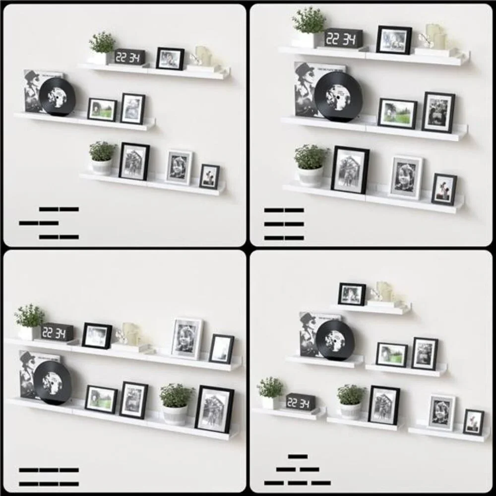 Floating Shelves Set of 6, White Wall Shelves with Lip, Display Shelves